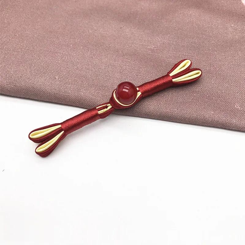 Imitation Jade Beads Cloth Button, Chinese Frog Closure Buttons, Knot Fastener, Decorative Cheongsam, 5 Pairs