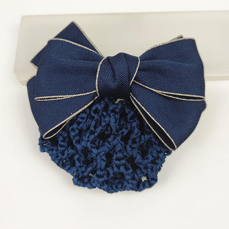 Nurse Stewardess Hair Accessories Bowknot Stripe Net Bun Hair Cover Women Barrette Net Bun Crochet Net Bun Snood