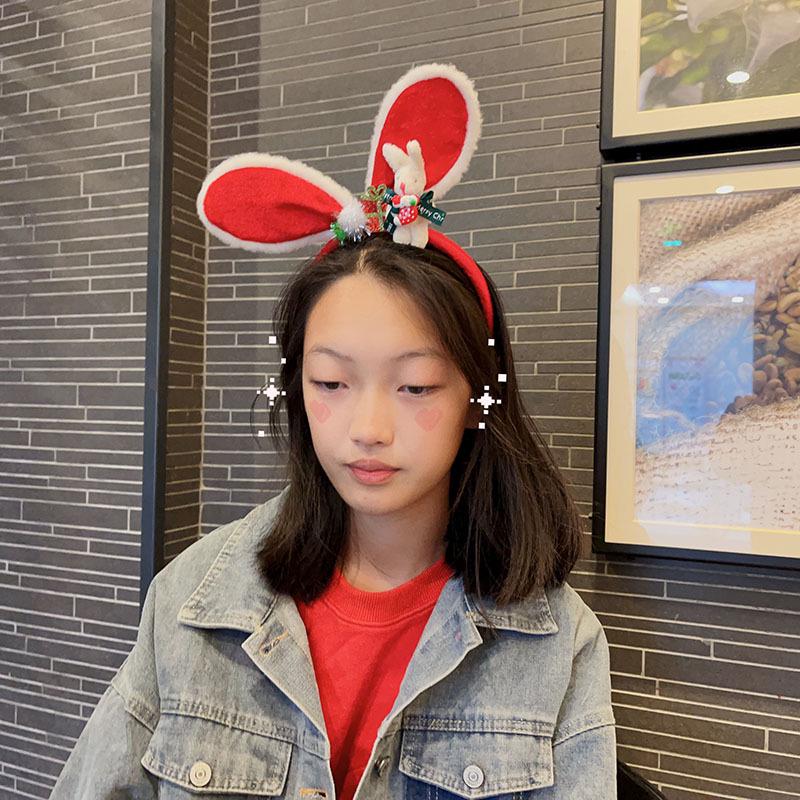 Red Velvet Rabbit Ears Headband for Christmas & New Year Costume