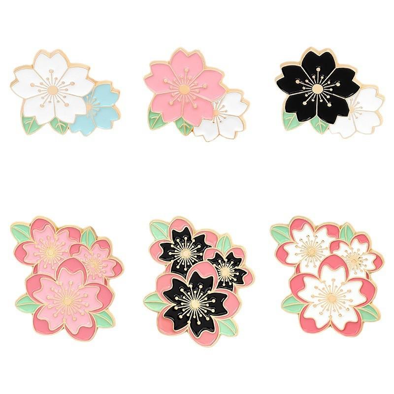 Unique Geometric Brooches In Japanese Sakura Design Versatile Enamel Pins For Men And Women