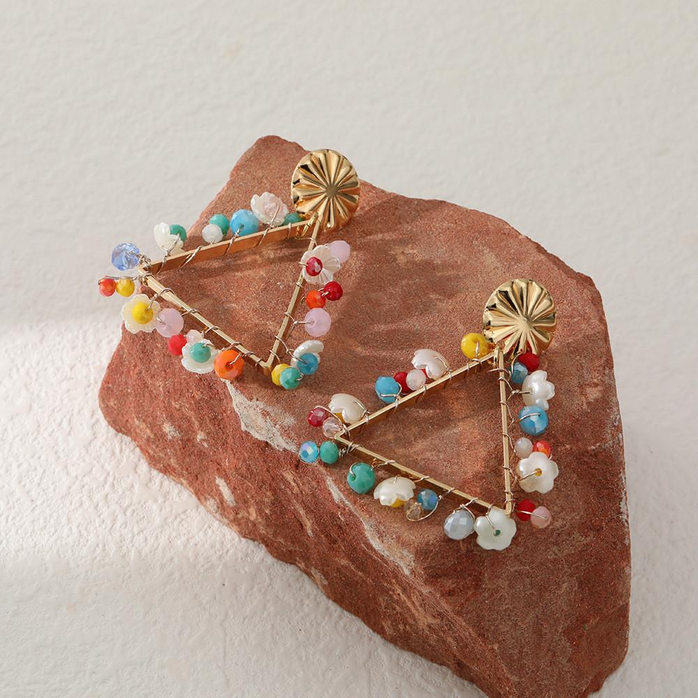 Geometric Trendy Dangle Earrings For Women Alloy Triangle And Oval Jewelry Statement