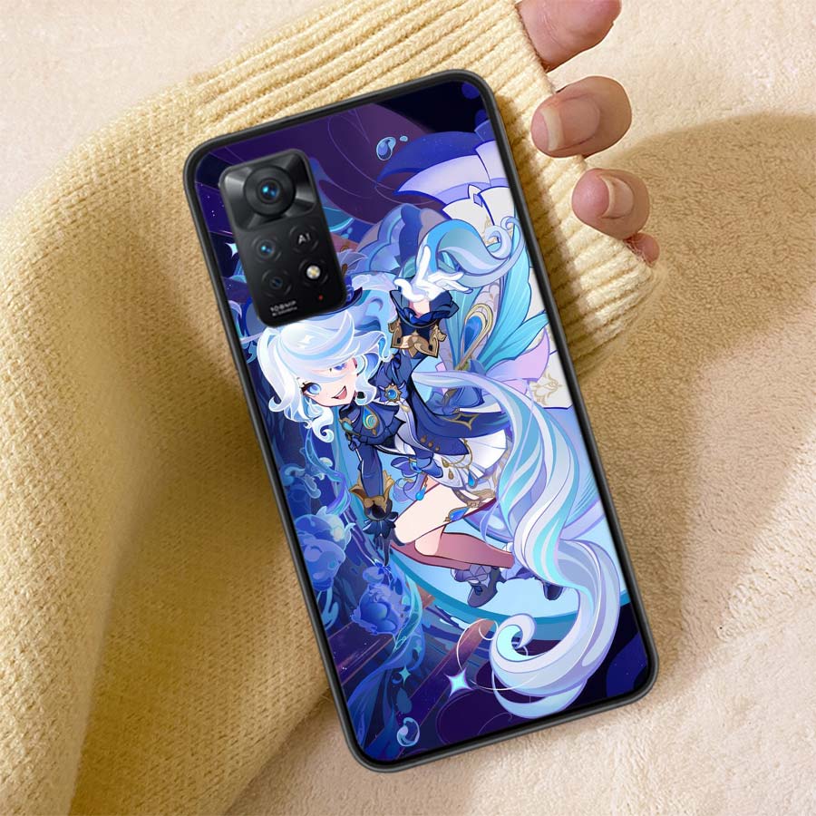 Cute Furina Genshin Impact Phone Case For Redmi Note 13 14 15 Pro Plus 12 13C 12C 15C 9 10 10C 9T 9C 9A TPU Soft Cover Clear Cel
