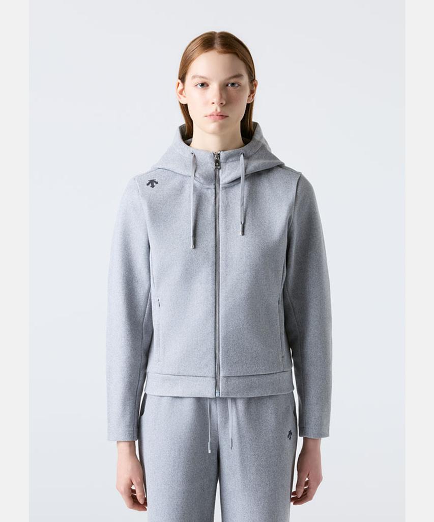 Descente Women'S Wool-Like Training Hooded Zip-Up Jacket Melange Grey Sr122Pft11