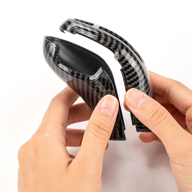 2Pcs/Set LHD Carbon Fiber Car Gear Shift Knob Cover Trim Interior Gear Shift Collars For BMW X5 X6 1/2/3/4/5/6 Series