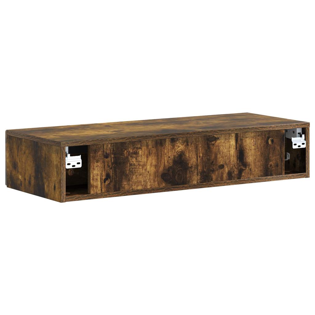 Wall Mounted Side Table Smoked Oak Wood Based Material