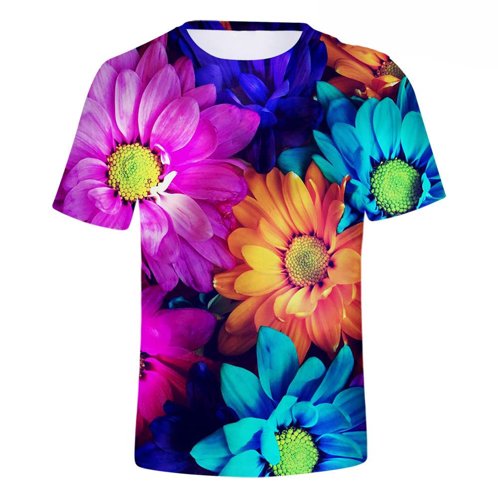Rose Flower T-Shirts Floral 3D Print Men Women Hip Hop O-Neck Short Sleeve T Shirt Oversized Harajuku Y2k Tops Tees Kid Clothing