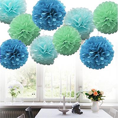 9 Stück Seidenpapier-Pompoms, Blumenbälle, Weihnachts-, Hochzeits-, Party-Dekoration