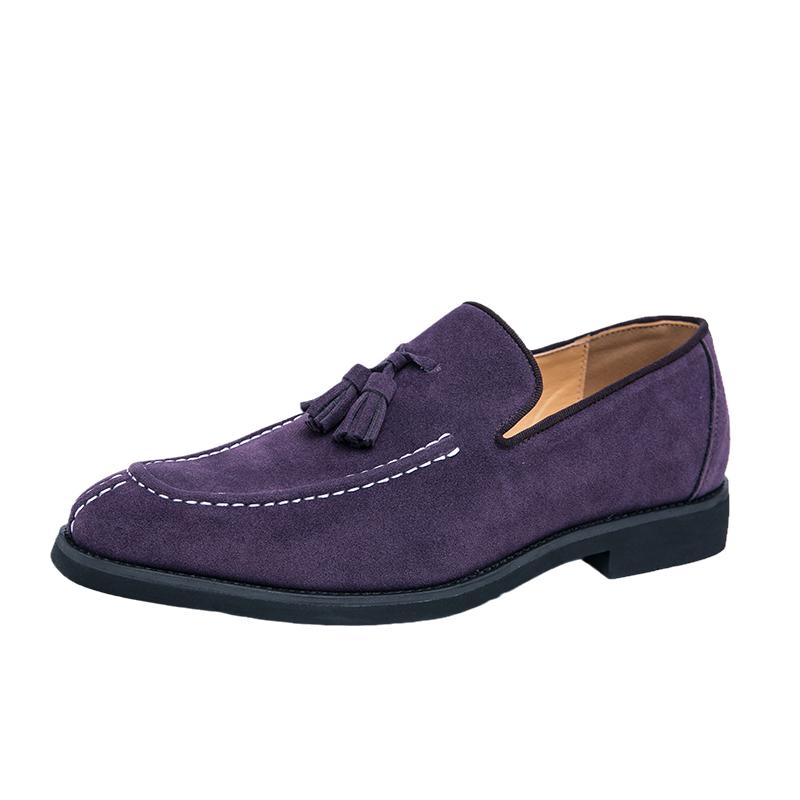 Hot Selling Men's Loafers Europe America Soft Soled Luxury Purple Groom's Wedding Shoes Office Men's Business Dress Shoes