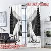 2D FLAT PRINTING 2pcs Curtains (Without Rod) Two Wolves In Mountains Popular Popular Curtain Semi-Sheer Curtains Crescent Moon