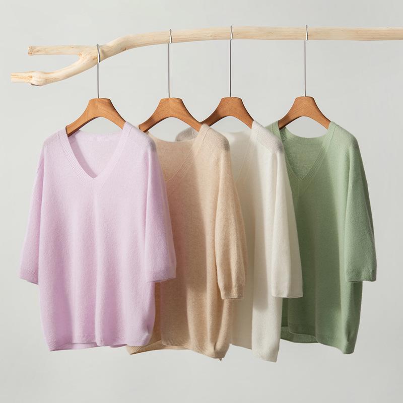 Autumn/Winter 100% Pure Cashmere V-Neck Casual Loose Knit Sweater