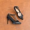 10528 [Schafsleder] High Heels Damen Dünne Absätze 2025 Neu Französisch Spitz Einwort mit Wasserdichte Plateauschuhe