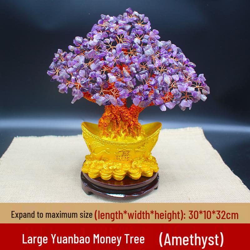 Amethyst Money Tree Ornament: Purple Wealth-Attracting Home Decor Gift