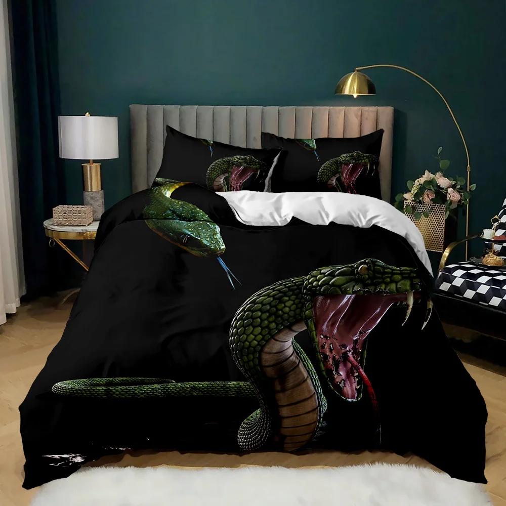 Schlangen Bettbezug Wildtier Bettdeckenbezug Exotische Feenrose Einzelbettwäsche-Set Afrikanischer Wildtierstil Polyester Steppdeckenbezug