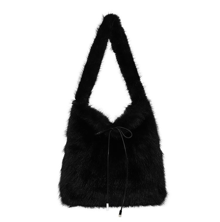 2025 New Large-capacity Autumn and Winter Plush Tote Bag Women's High-end Commuting Shoulder Bag Lamb Wool Bag