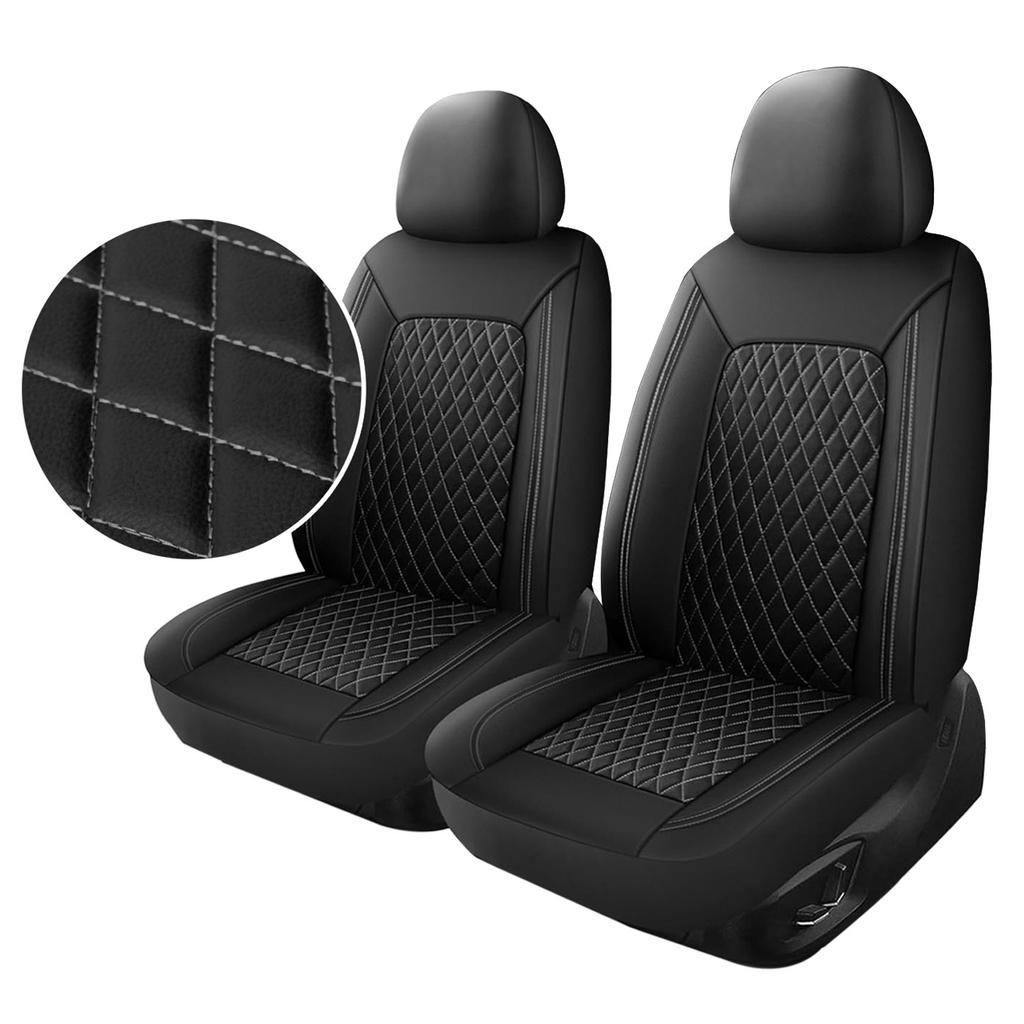 All Season Quilted PU Leather Car Seat Covers Full Set Waterproof Fulls Coverage Universal Fit for All Cars SUV Truck Van Luxury
