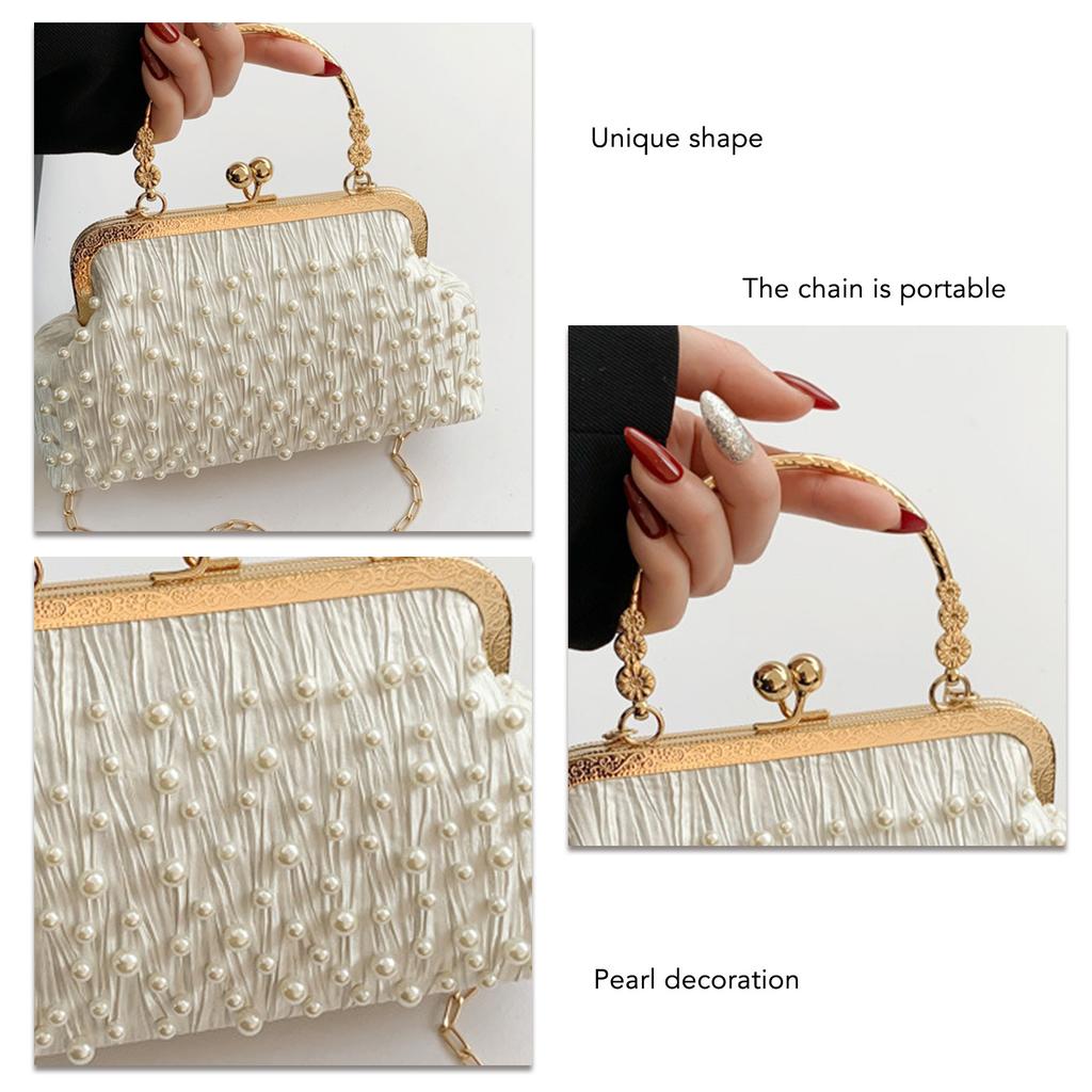 Faux Pearl Shoulder Bag Exquisite Decorative Stylish Handbag Portable Lightweight Women Fashionable Shoulder Handbag