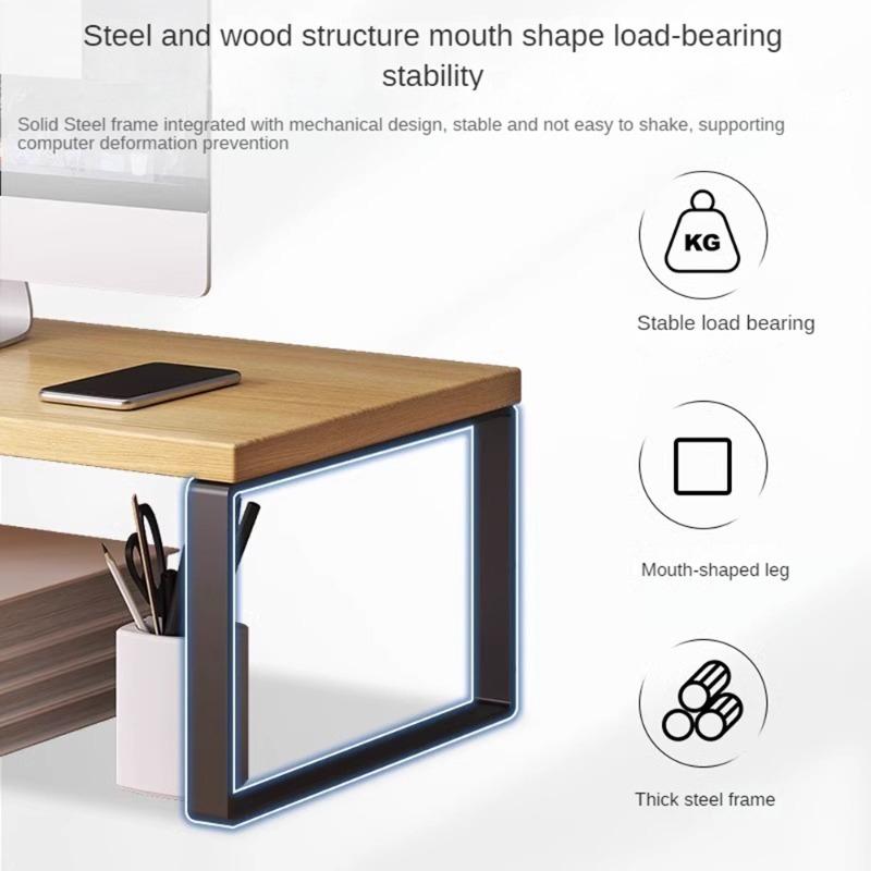 Wooden Computer Height Stand for Office Dormitory Laptops Desktop Computer Stand Office Accessories Storage Rack Home Garden