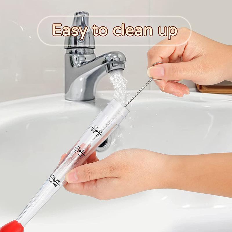 1pc Silicone Turkey Seasoning Pump Turkey Needle Barbecue Tool Silicone Drip Oil Seasoning Tube with Cleaning Brush 4