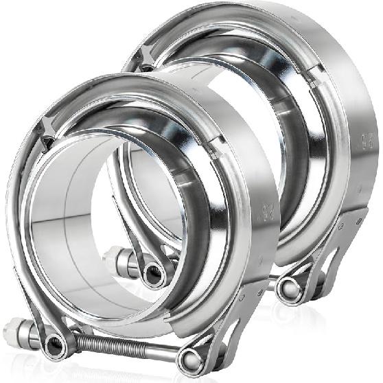 3 Inch V Band Clamp, Exhaust V Band Clamp 3 Inch With Male Female Flanges 304 Stainless Steel(1Pcs).
