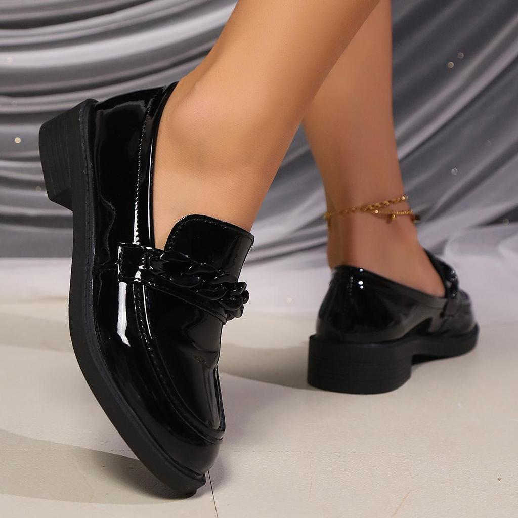 British Style Women's Leather Bow Knot Loafers - 2025 Autumn/Winter Flat Slip-on Shoes