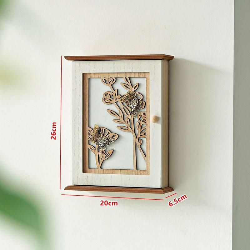 Vintage Wooden Key Holder Wall Mount, Entryway Organizer with Hooks for Keys Mail, Anti-Loss Storage Rack for Home Office