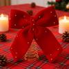 Velvet Christmas Tree Topper Bow Red Plush Bow with Metal Frame Base Festive Holiday Decor for Home Party Display