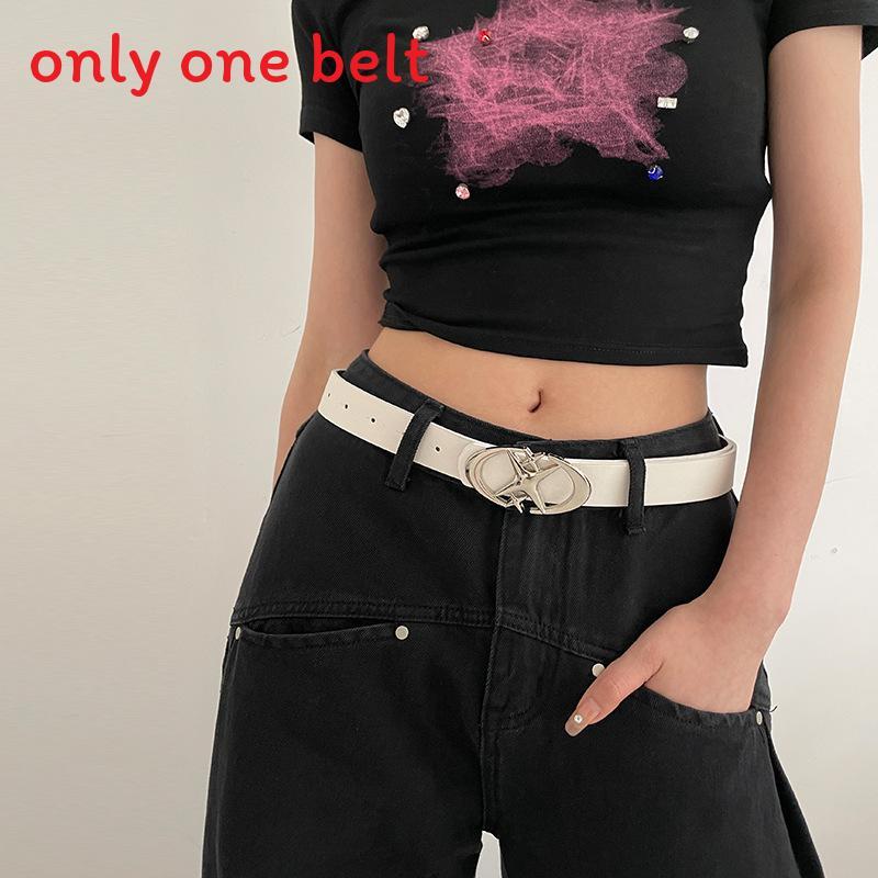 Simple Starry Summer Pink Pu Belt With Alloy Buckle For Women