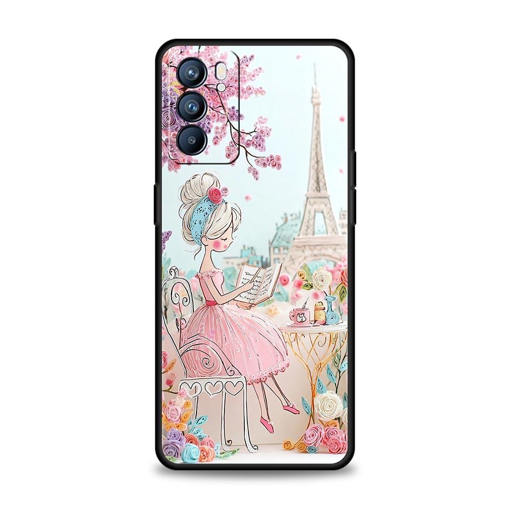 Cartoon Girl Phone Case For Oppo A17 A31 A54 A57 A78 A79 A98 Find X5 X6 Reno 6 7 8 10 11 12 13 F Pro 5G Soft TPU Cover Funda Bag