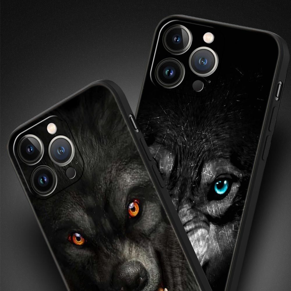 Animal Lion Wolf Tiger Phone Case For iPhone 17 16 15 Pro Max 11 12 13 14 7 8 Plus SE 2020 X XR XS Cover Soft Black
