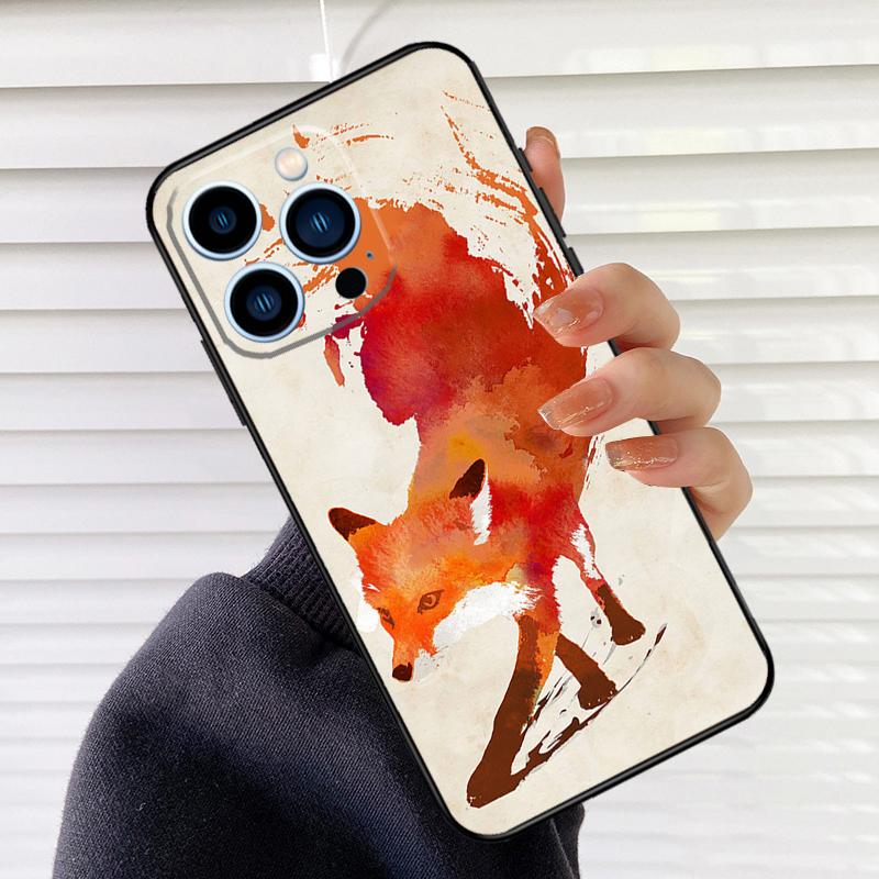 Cute Animal Fox Phone Case For iPhone 16 14 13 12 11 15 17 Pro Max mini 15 16 Plus 16e 17 Air Cover Fundas