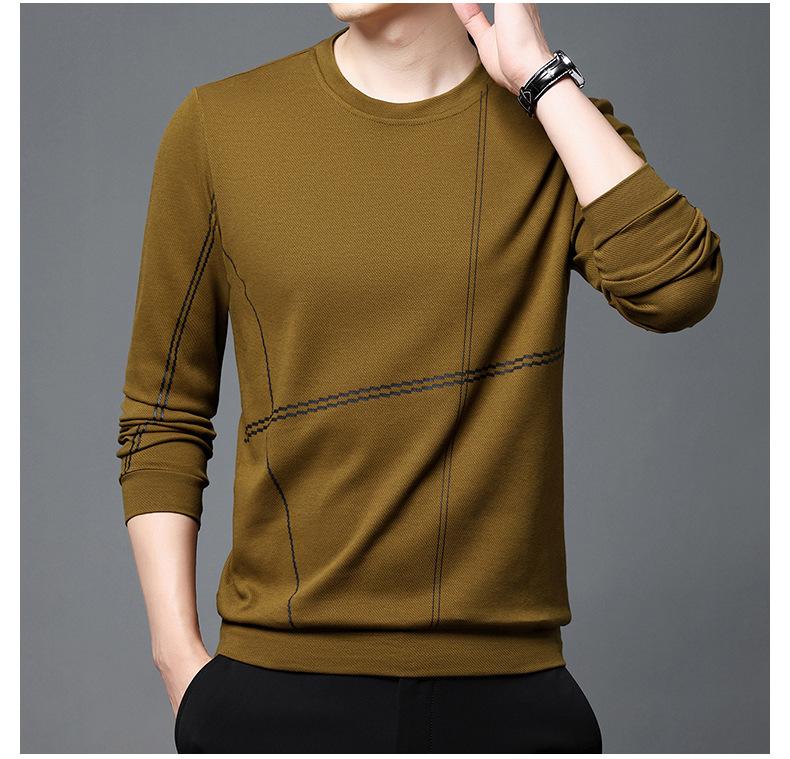 Spring and Autumn Thin Sweatshirt Slim Base Shirt Top Men's Pullover Round Neck Casual Versatile Long Sleeve T-shirt