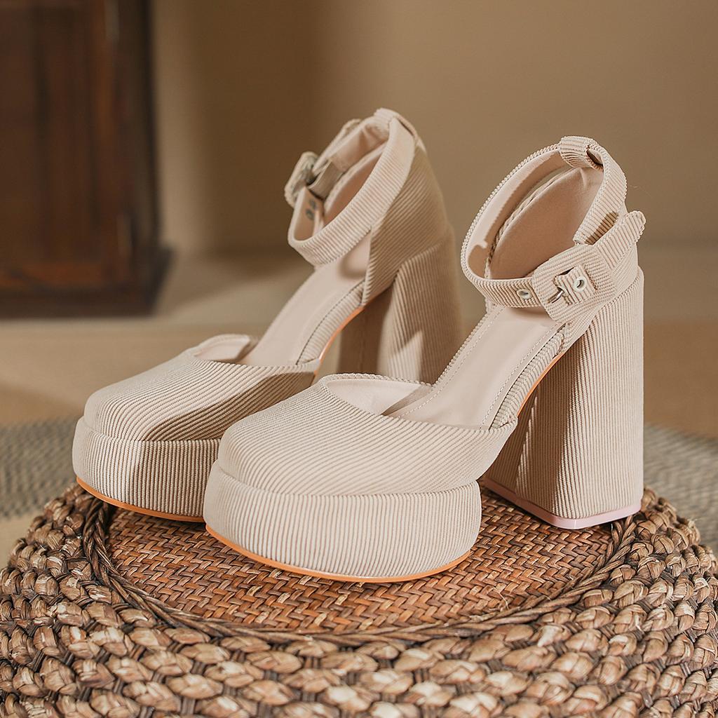 Barbie High Heels Women's 2025 Spring and Autumn Waterproof Table Single Shoes Thick Heel Retro Princess Girl French Mary Jane Shoes