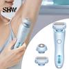Bikini Trimmer Razor Women Electric Shaver with 2 Heads, LED Display Display, Hair Removal Epilator for Face Eyebrow Body Underarms Legs Shaving