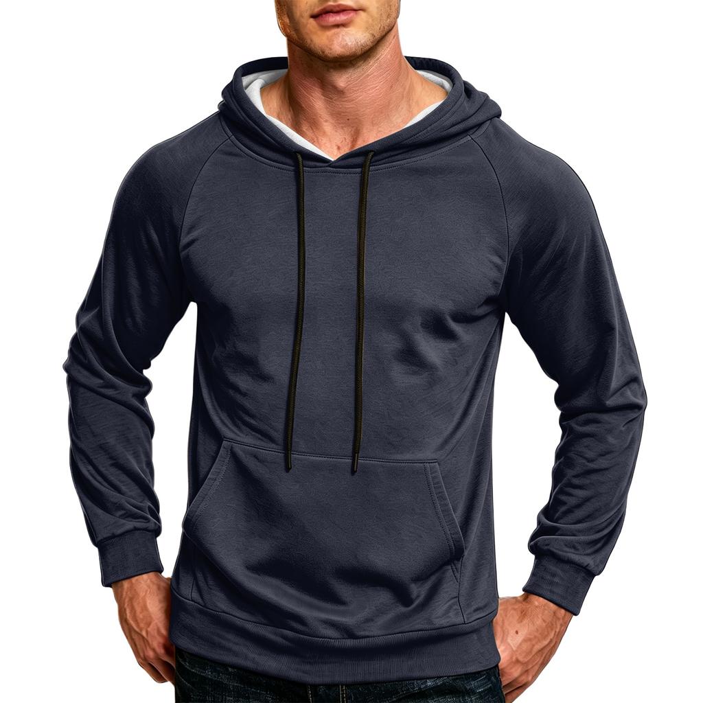 Men's Color Loose Fit Casual Hoodie with Pocket and Drawstring