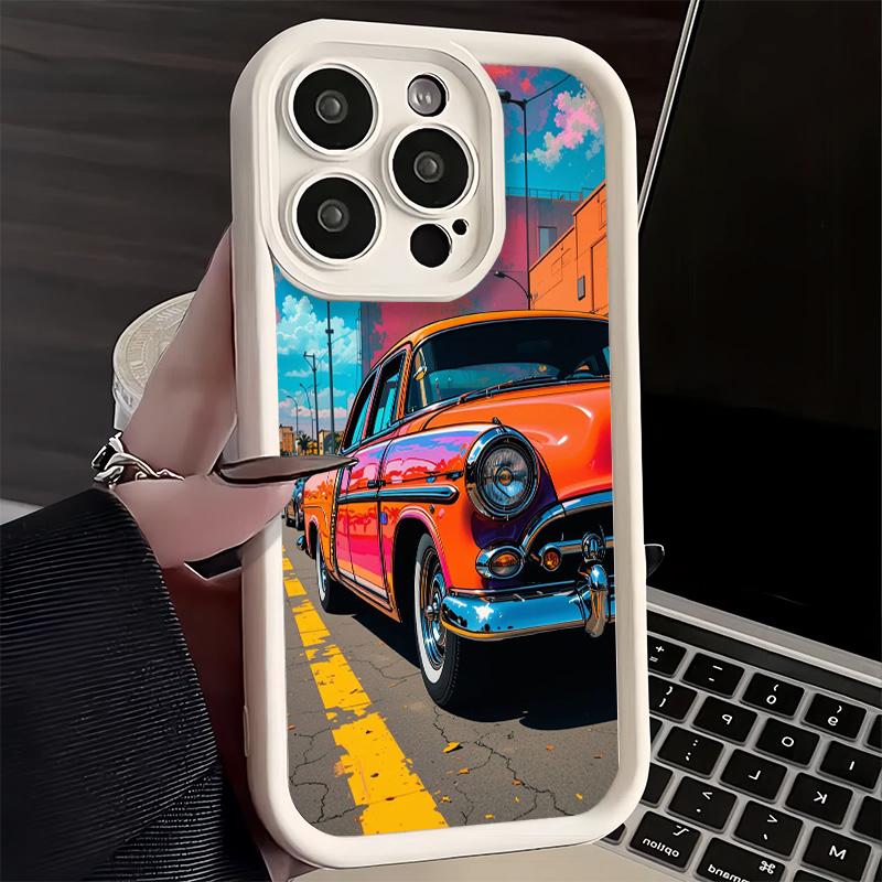 

Phone Case for iPhone 17 Air 16E 15 16 Pro Max Classic Vintage Retro Car Cover 14 Plus 13 12 Mini Soft Shell Silicone Fundas iPhone 13 Mini