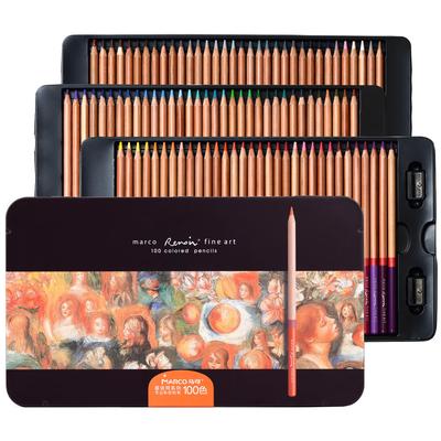 MARCO Colored Model 3100 Coarse Includes Sharpener Iron Perfect Gift For and Professional Artists Oil-Based Pencils, 100-Color Set, 3.7mm Lead,