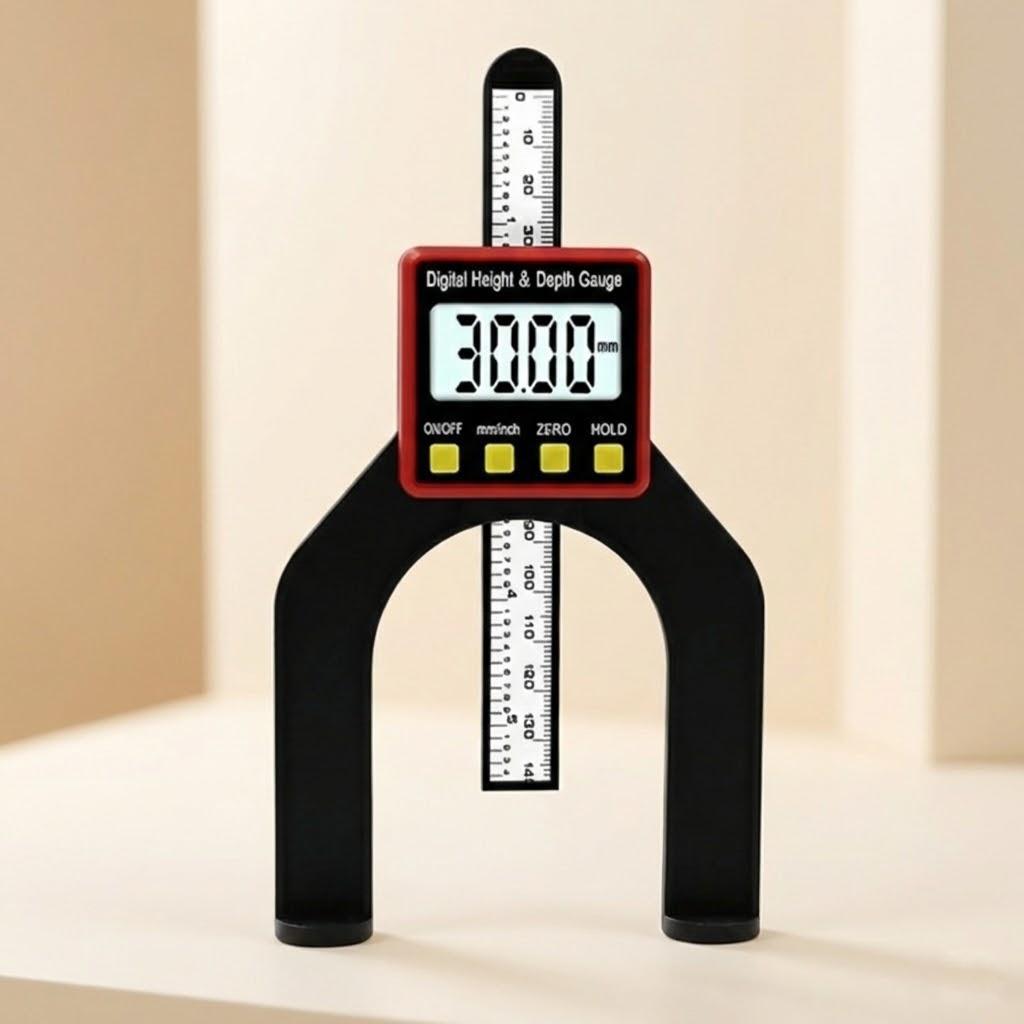 Digital Depth Caliper Tread Height Gauge LCD Display Magnetic Measurement Tool Precision Instrument