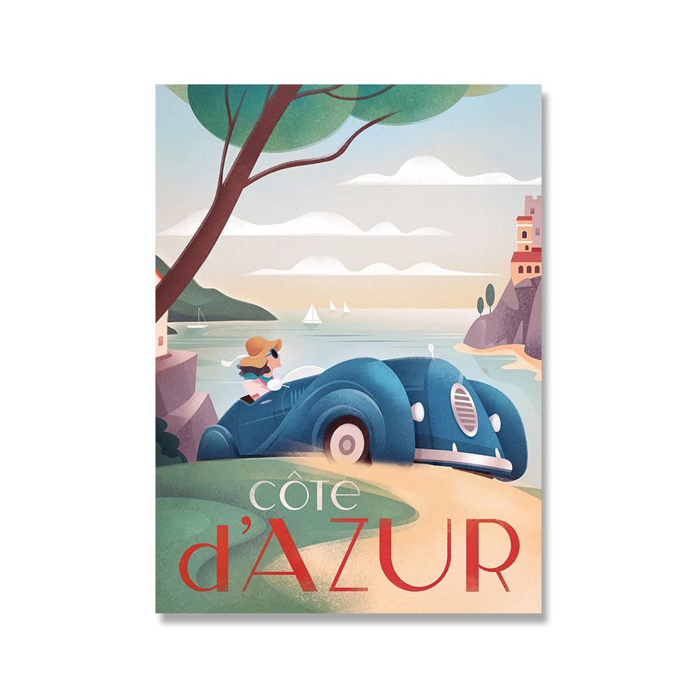 Vintage World Famous Attractions City Posters and Prints Italy Rome Hawaii Canvas Painting Wall Art for Living Room Home Decor (with Frame)