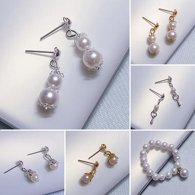 2PCS DIY Decoration Antique Doll Earrings Accessories For 30cm/60cm Doll Ear Studs Earrings Pearl Necklace Toys