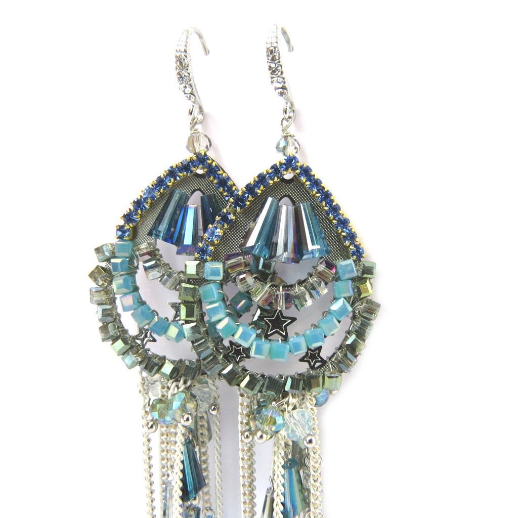 Lily-Crystal [P0225] - Boucles Créateur 'Sissi' bleu vert