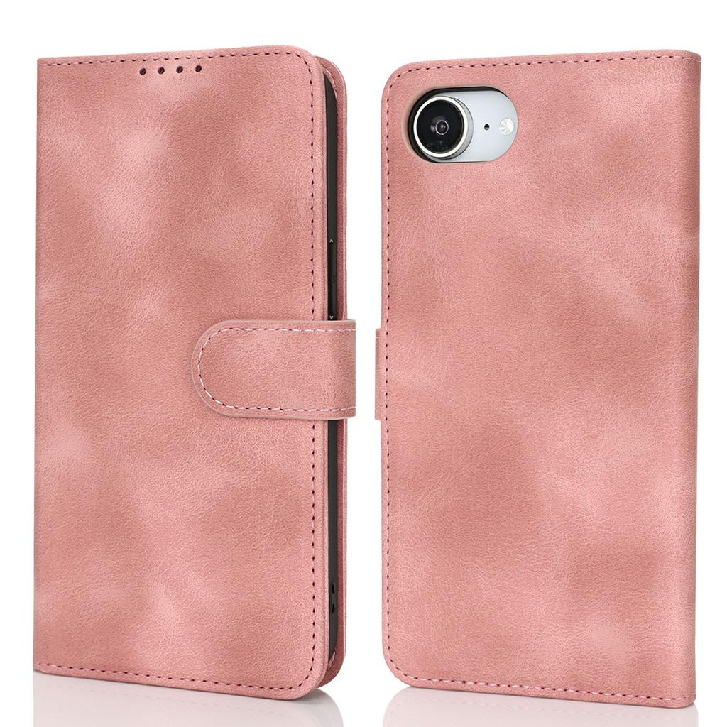 For iPhone 16e Wallet Case Double Folded Edge Skin Touch PU Leather Flip Phone Cover