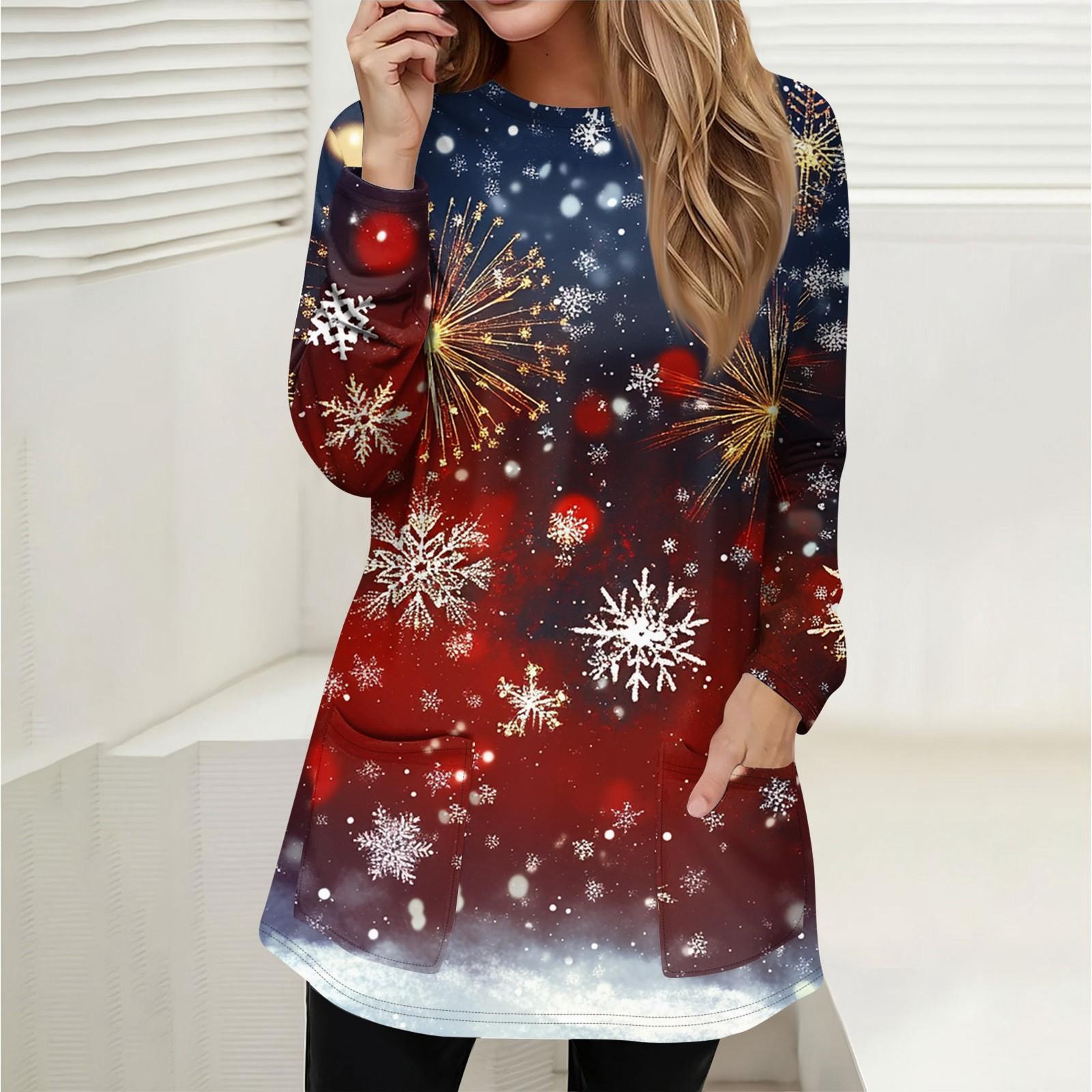 

Женская толстовка, пуловер, спортивная одежда, карман, рождественский принт, повседневный топ с круглым вырезом и длинными рукавами XXXL синий