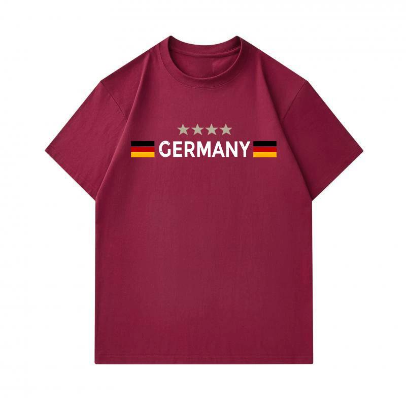 Men's 100% Cotton Round Neck Short Sleeve T-Shirt, Germany Flag 4 Stars Print Casual Comfortable Tee for Daily Patriotic Sports Wear
