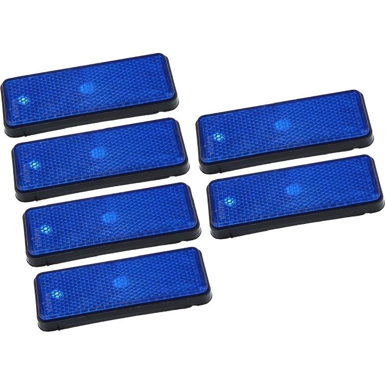 6 Pcs Universal Rectangle Shape Reflector for Motorcycle Garbage Cans Car Trailer Truck and Bike Blue Auto Replacement Parts