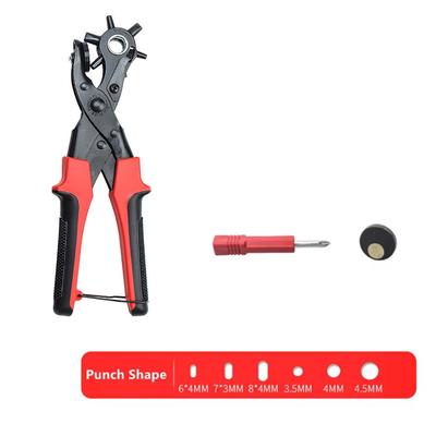 Multifunctional Steel Belt Puncher Round Hole Revolving Leather Punch Plier Oval Hole Flat Hole Belt Perforator Handbag