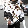 Men s Plus Size Long Sleeve Drawstring Hoodie Black Rose Gold Moon Star Printed White Kangaroo Pocket Pullover