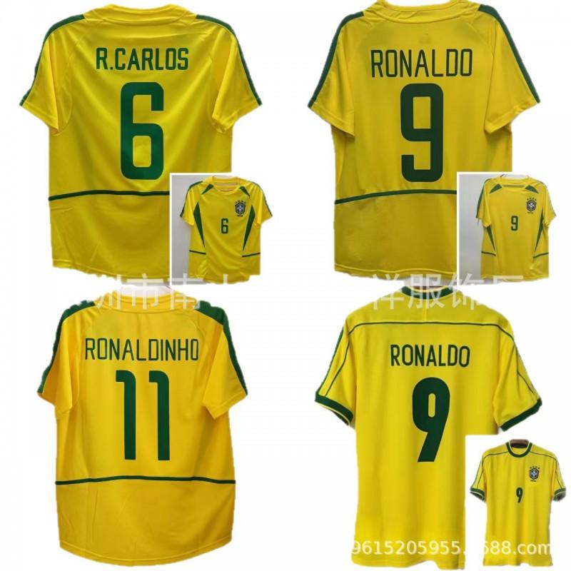 Vintage Brazil National Team Soccer Jersey Ronaldo 9 Classic Retro Football Shirt Short Sleeve Unisex