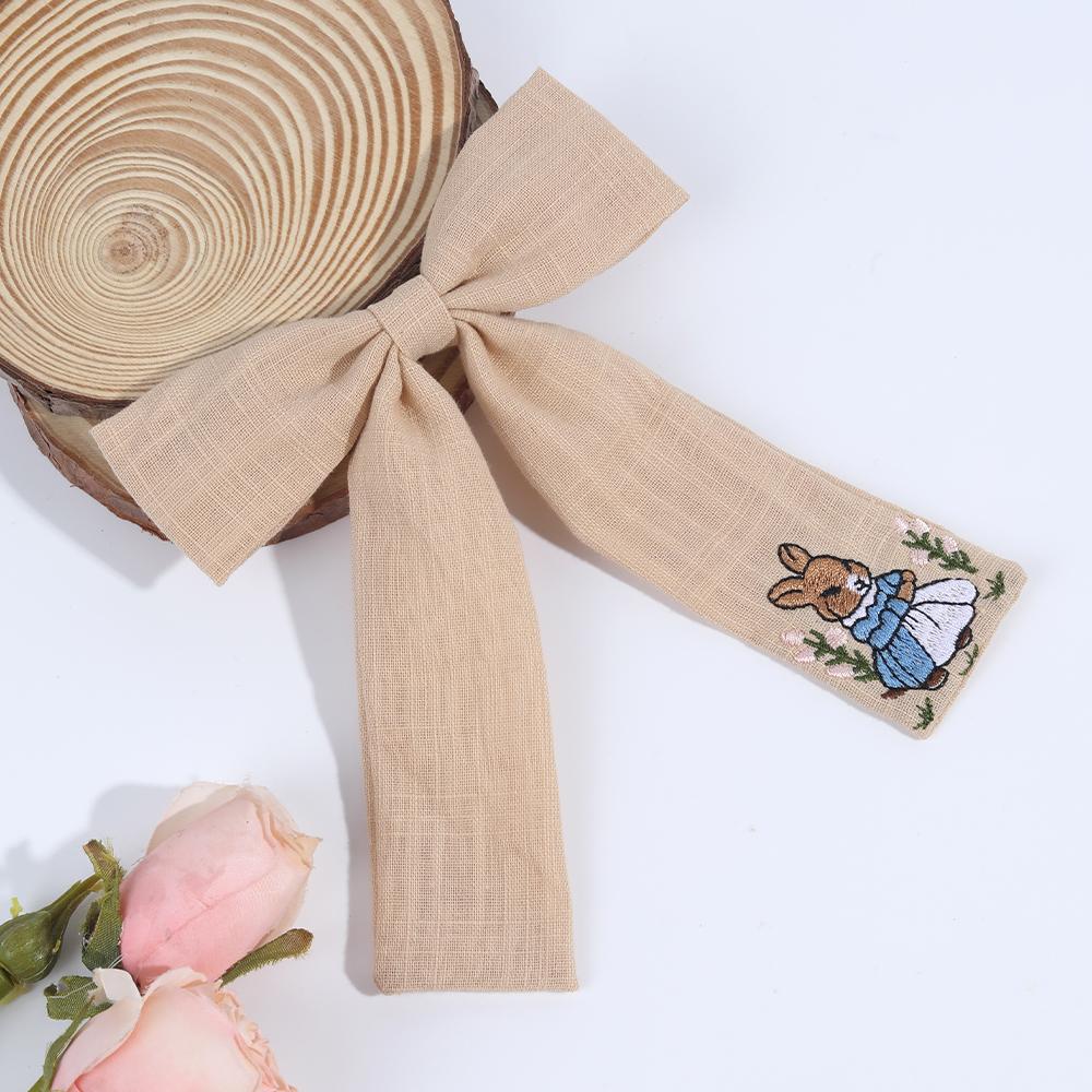 

Милые вышитые заколки для волос с бантиком и кроликом для девочек, модная лента, китайский головной убор, аксессуар для девочек и детей