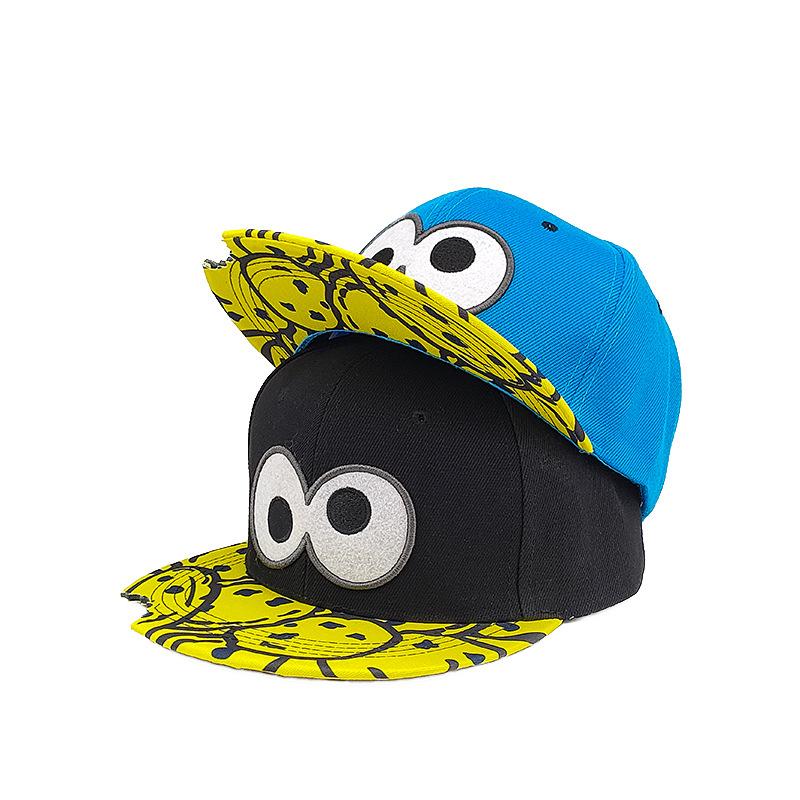 Eye PIZZA Embroidered cartoon flat-rim hip hop hat Cartoon  hat Spring and Autumn Outdoor Adjustable Casual  Sunscreen Hat