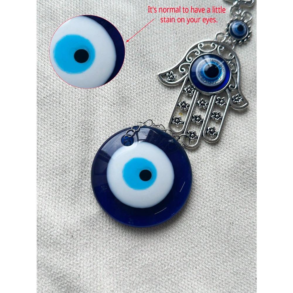 1pc Blue Eye Alloy Hamsa Hand Pendant Evil Eye Amulet, Home Decor, Room Decor, Wall Decor Gifts Birthday Graduation
